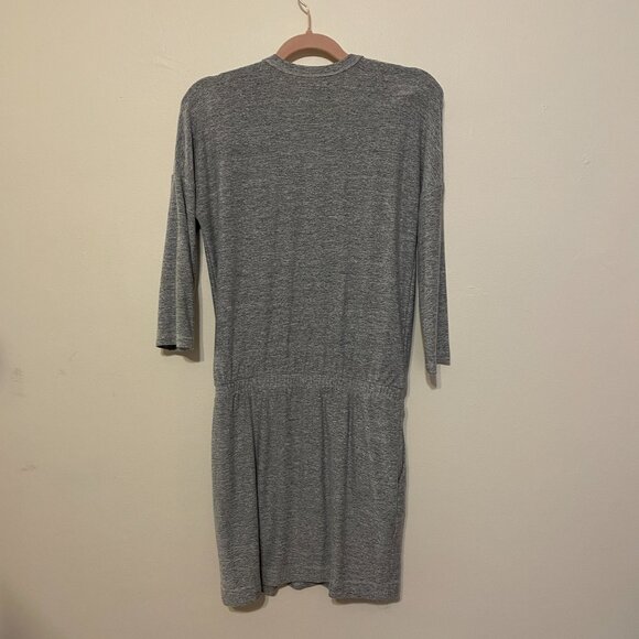 🔥 Lou & Grey | Heather Gray Knit Surplice Elastic Waist Mini Dress XS - Picture 3 of 5